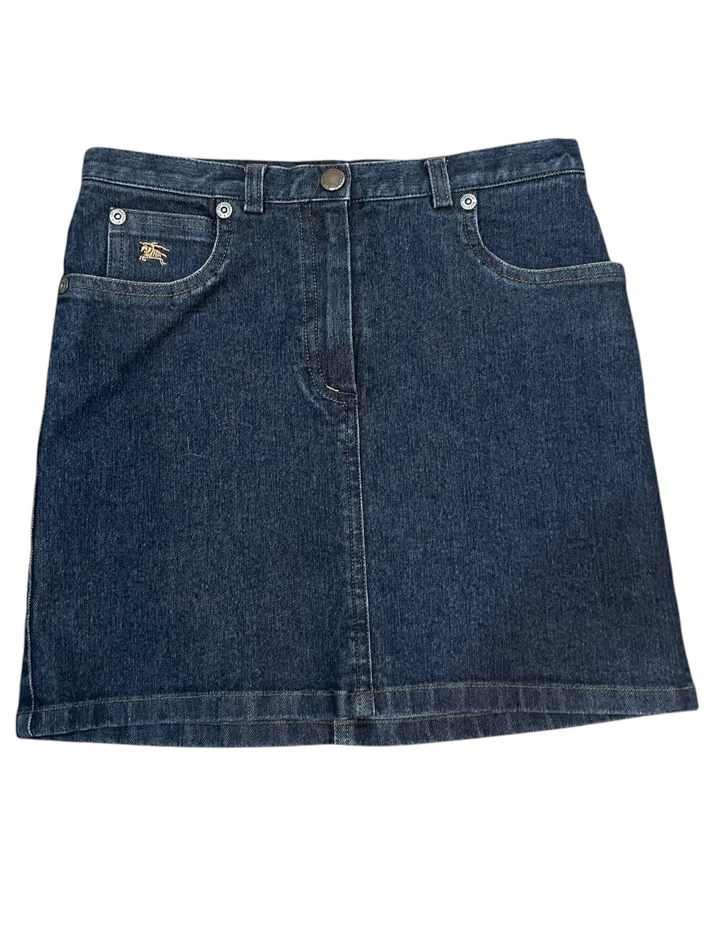 Burberry Dark Blue Denim A-Line Mini Skirt